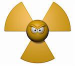 nuclear symbol with grim comic face - 3d illustration