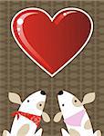 Romantic Valentines red love heart and dog couple background. Vector file available.