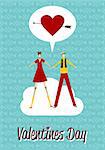 Happy couple in Love Valentines day greeting card background. Vector file available.