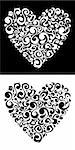 Flower love heart silhouette black and white shape background. Vector file available.