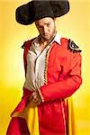 Bullfighter courage red yellow humor spanish colors