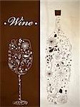 Abstract picture of wine bottle and wine glass
