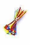 Bundle of Multicolor Nylon Cable Ties on White Background