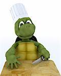 3D render of a Tortoise Caricature as a Chef