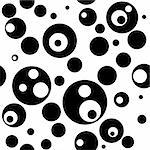 Abstract seamless pattern with black and white balls (vector)