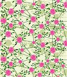 Seamless net flower background with rose and leaves, element for design, vector illustration.