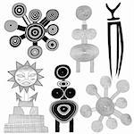 Various drawings - primitive art - cave painting - vector. This file is vector, can be scaled to any size without loss of quality.