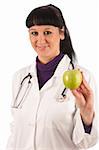 Doctor - woman in white medical dress with stethoscope