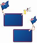 Vector - New Zealand Sport Message Frame with Flag. Set of Two
