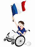 Vector - France Sport Fan Supporter on Wheelchair with Flag