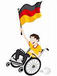 Vector - Germany Sport Fan Supporter on Wheelchair with Flag