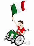 Vector - Italy Sport Fan Supporter on Wheelchair with Flag