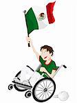Vector - Mexico Sport Fan Supporter on Wheelchair with Flag