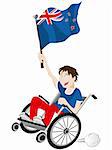 Vector - New Zealand Sport Fan Supporter on Wheelchair with Flag