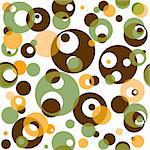 Abstract seamless pattern with translucent brown and green and orange balls (vector EPS 10)