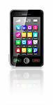 Touchscreen smartphone with applications icon on white