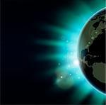 World globe eclipse concept illustration. America side of the world showing.
