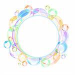 Colorful abstract banner with transparent bubbles. Vector background.