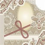 vector vintage scrap template design, clipping mask, elements can be used separately, includes photo frame, baw, flower, laces, buttons, and paisley elements