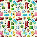 travel icons seamless pattern