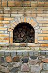 old fireplace with fire wood as nice background