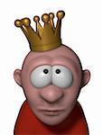 cartoon character with crown on his head - 3d illustration
