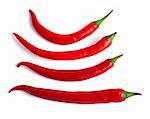 Set of red hot chilli pepper isolated on white background with included clipping path.