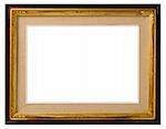 Antique triple frame: wood, gilded wood and canvas, italian style,  isolated on white background - include clipping path.