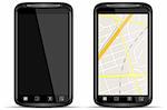 Vector Smart Phone with map on white background