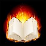 Burning book. Illustratin on black background for design