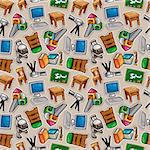 Cartoon school icons seamless pattern