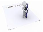 3d person holding a pen is on top of a contract paper