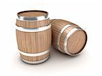 Illustration of two wooden barrels on a white background