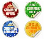 Stickers set with text best summer offers, vector illustration