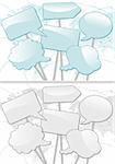 Speech Bubbles on the Map of the Earth - Concept Social Media in two colors, vector illustration