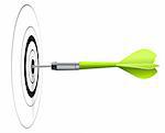 one green dart hitting the center of a black target, white background, EPS vector image