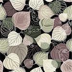 Autumn seamless dark floral pattern with transparent leaves (vector EPS 10)