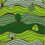 Seamless green pattern with trees