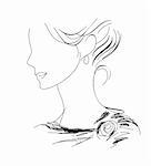 A hand-drawn woman profile sketch (eps 8)