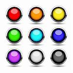 Colorful metal buttons set, isolated on white, vector illustration, eps10