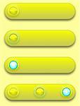 Long button, off, selected and pushed, vector illustration, eps10