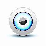 Blue eye icon with shadow on white, vector illustration, eps10