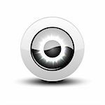 Black eye icon with shadow on white, vector illustration, eps10
