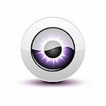 Purple eye icon with shadow on white, vector illustration, eps10