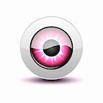 Pink eye icon with shadow on white, vector illustration, eps10