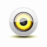 Yellow eye icon with shadow on white, vector illustration, eps10