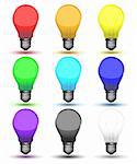 Color set of bulbs with shadows, vector illustration, eps10, easy editable