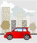 Red car parked on the street, vector illustration included Eps v8 and 300 dpi JPG