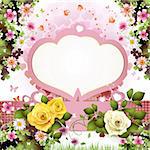 Background with butterflies, hearts and roses for Valentine's day