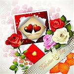 Valentine's day card with flowers and photo